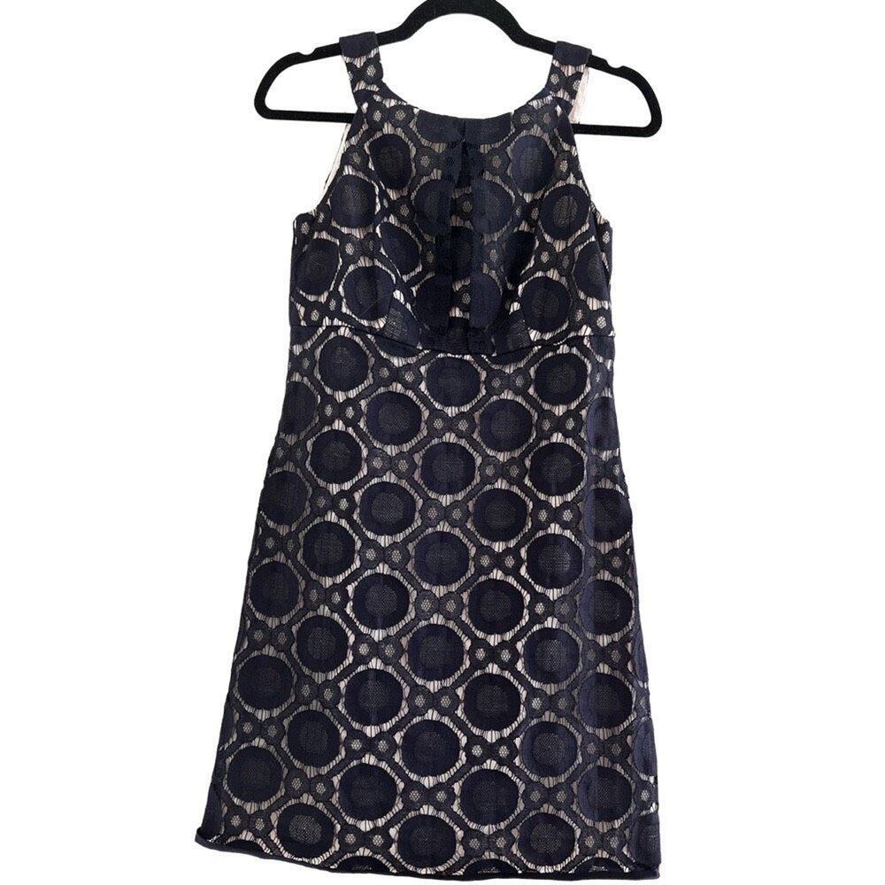 Phoebe Couture Navy Lace Cocktail Dress Size 4 Wedding Guest Sheath